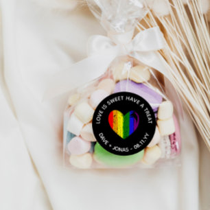 Pride Heart Love Is Sweet LGBT Wedding Favor Classic Round Sticker