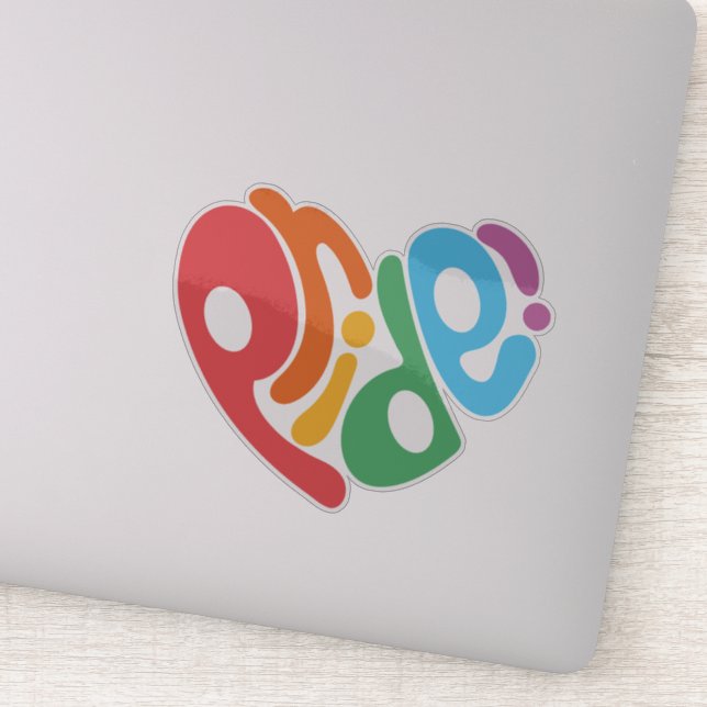 "Pride" Heart Shaped Typography Design Sticker (Detail)