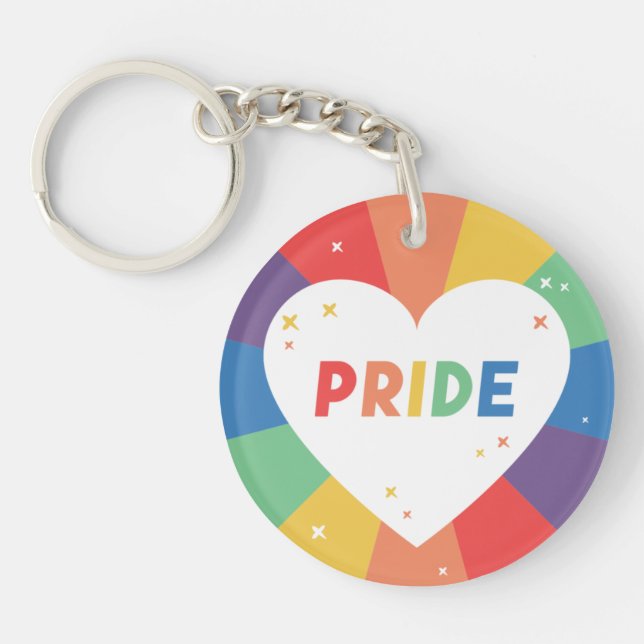 Pride Heart Sparkle Keychain (Front)