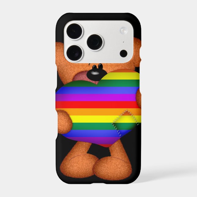 Pride Heart Teddy Bear Iphone Case (Back)