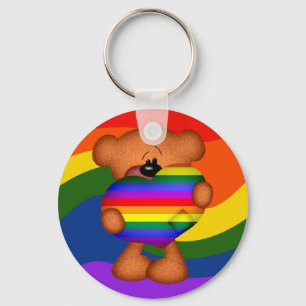 Pride Heart Teddy Bear Keychain