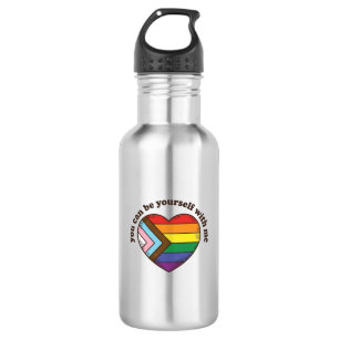 Pride Heart You Can Be Yourself With Me Shirt Desi Stainless Steel Water Bottle