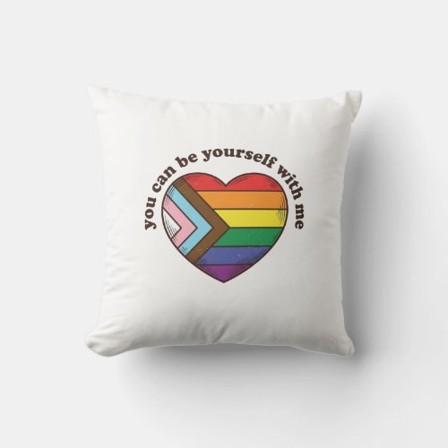 Pride Heart You Can Be Yourself With Me Shirt Desi Throw Pillow