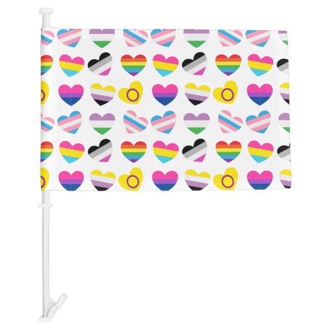 Pride Hearts Car Flag (Front)