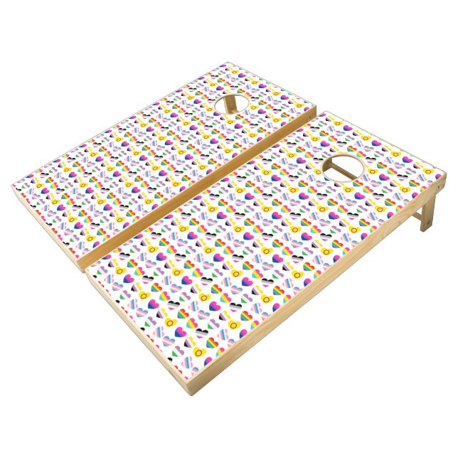 Pride Hearts Cornhole Set (Angled)