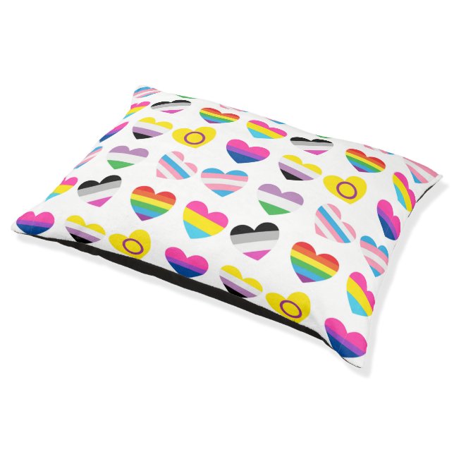 Pride Hearts Dog Bed (Angled)