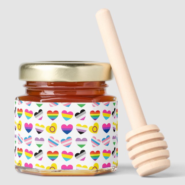 Pride Hearts Honey Jar Favors (Front)