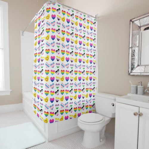 Pride Hearts Shower Curtain