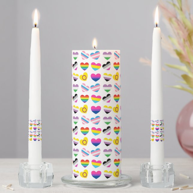 Pride Hearts Unity Candle Set (In Situ)