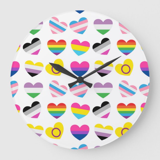 Pride Hearts Wall Clock (Front)