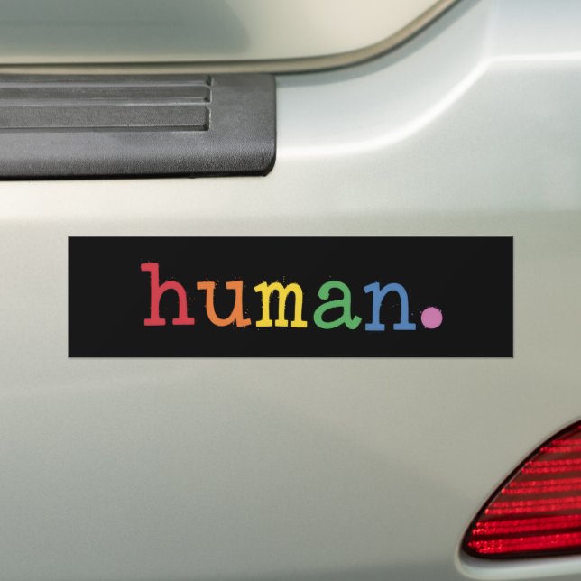 Pride Human LGBT Rainbow LGBTQ Equality Bumper Sticker (On Car)
