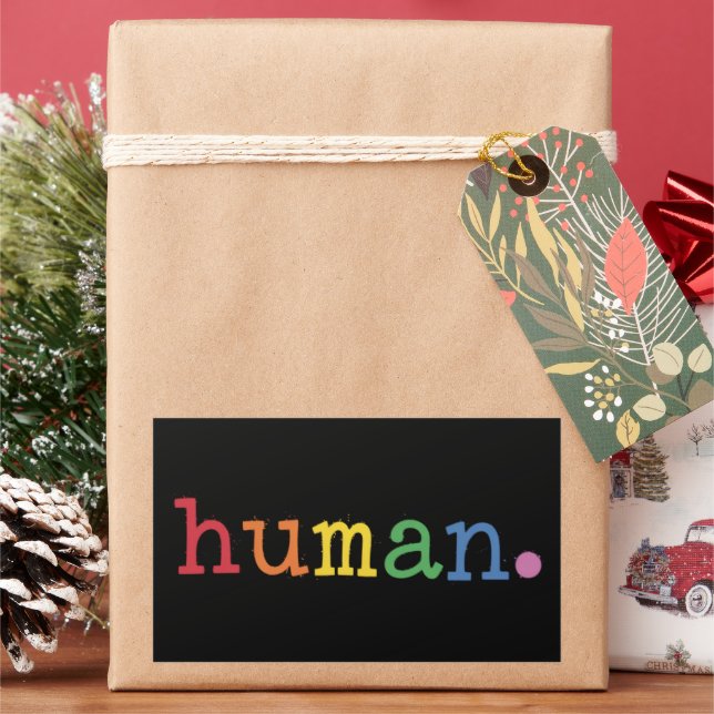 Pride Human LGBT Rainbow LGBTQ Equality Rectangular Sticker (Holiday)