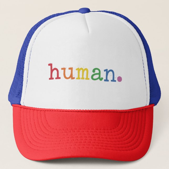 Pride Human LGBT Rainbow LGBTQ Equality Trucker Hat (Front)