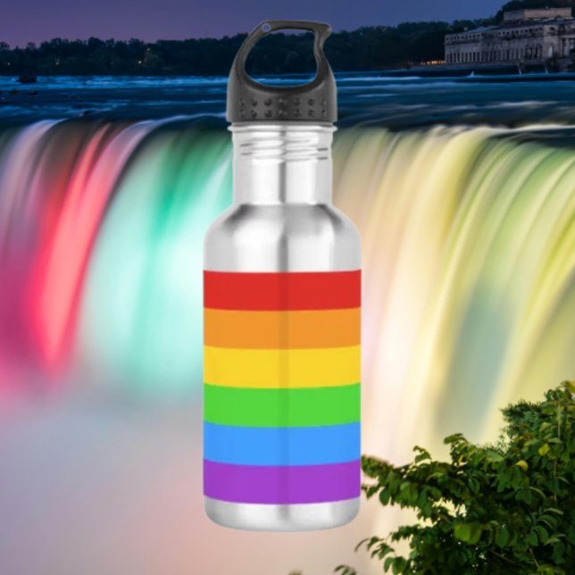 Pride Hydrate: Rainbow Flag Stainless Steel Water Bottle (Creator Uploaded)