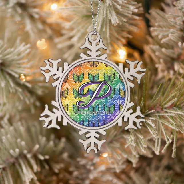 Pride in Flight Collection Snowflake Pewter Christmas Ornament (Tree)