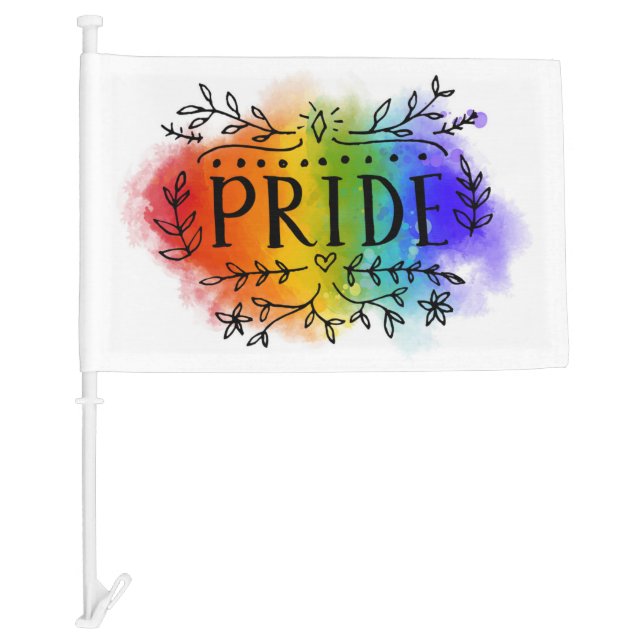 Pride in Watercolor Car Flag (Front)