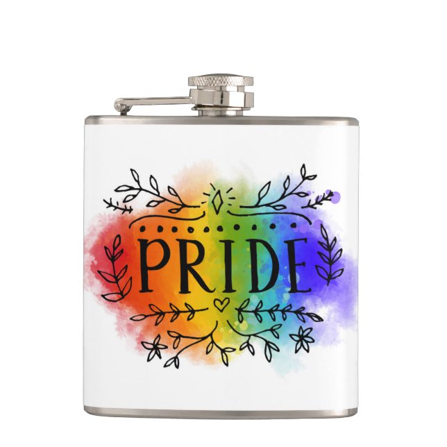 Pride in Watercolor Flask (Front)