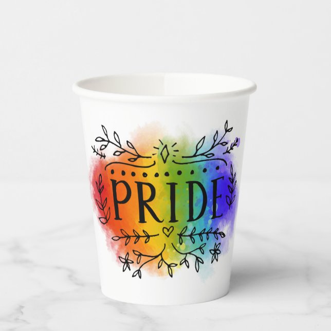 Pride in Watercolor Paper Cups (Left)