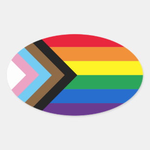 Pride Inclusive diversity rainbow Lgbtq gay flag Oval Sticker