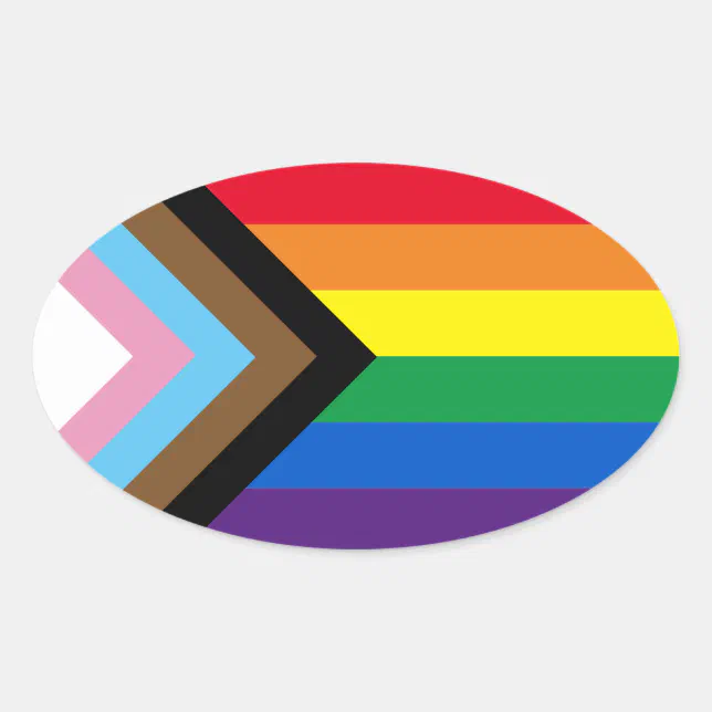 Pride Inclusive diversity rainbow Lgbtq gay flag Oval Sticker | Zazzle