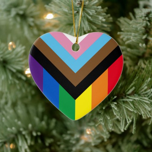 Pride Inclusive rainbow Lgbtq gay diversity heart Ceramic Ornament