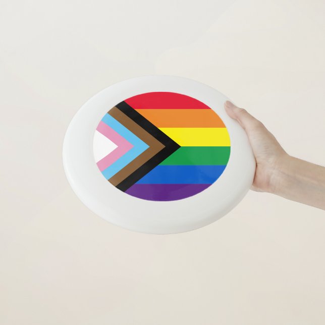 Pride Inclusive rainbow Lgbtq gay flag Wham-O Frisbee (In Hand)