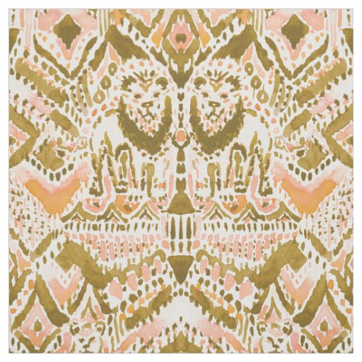 PRIDE INSIDE Lion Tribal Gold Peach Watercolor Fabric