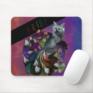 Pride Kitsune and Columbine Flowers Mouse Pad