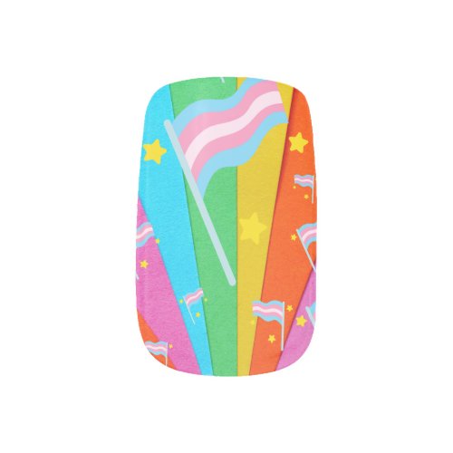 Pride Lesbian Stripes Pink Red Flag Minx Nail Art