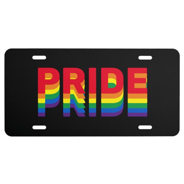 Pride lgbt lgbtq queer gay rainbow black license plate (Front)