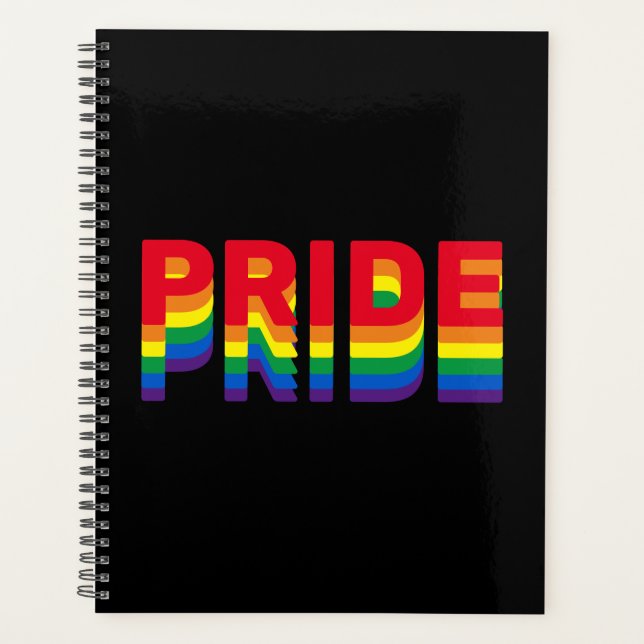 Pride lgbt lgbtq queer gay rainbow black planner (Front)