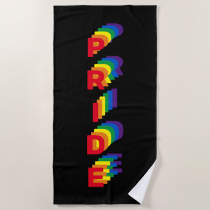 Pride lgbt lgbtq queer gay rainbow colors black beach towel