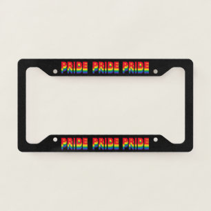 Pride lgbt lgbtq queer gay rainbow colors black license plate frame