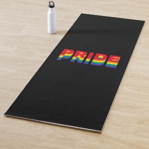 Pride lgbt lgbtq queer gay rainbow colors black yoga mat