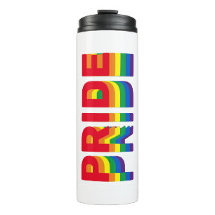 Pride lgbt lgbtq queer gay rainbow colors white thermal tumbler