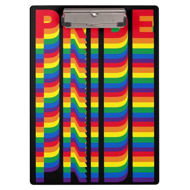 Pride lgbt lgbtq queer gay rainbow pattern black clipboard (Front)