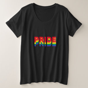 Pride lgbt lgbtq queer gay rainbow pattern black plus size T-Shirt