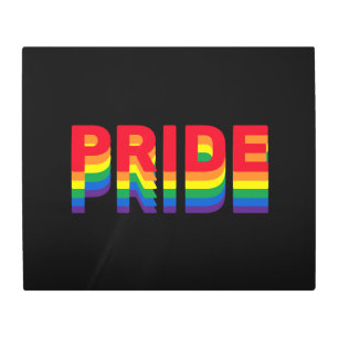 Pride lgbt lgbtq queer gay rainbow retro black metal print