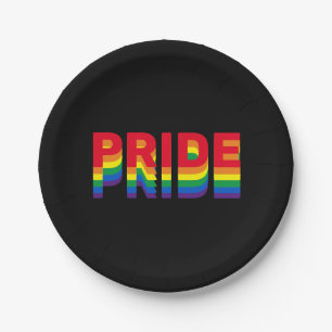 Pride lgbt lgbtq queer gay rainbow retro black paper plates