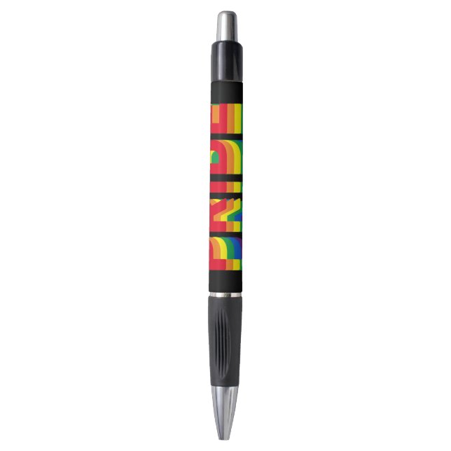 Pride lgbt lgbtq queer gay rainbow retro black pen (Front Vertical)