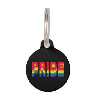Pride lgbt lgbtq queer gay rainbow retro black pet ID tag