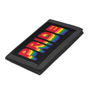 Pride lgbt lgbtq queer gay rainbow retro black tri-fold wallet