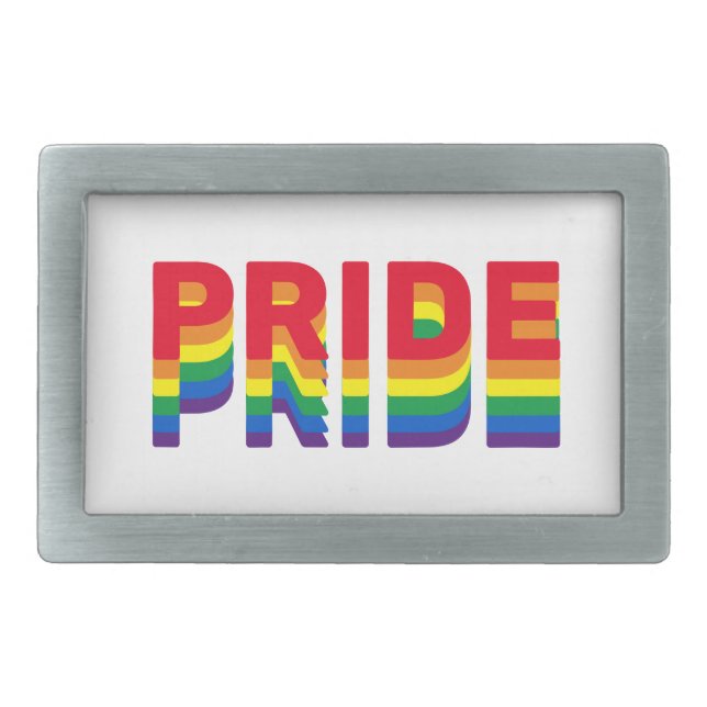 Pride lgbt lgbtq queer gay rainbow retro colors belt buckle (Front)