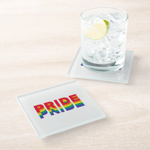 Pride lgbt lgbtq queer gay rainbow retro colors glass coaster