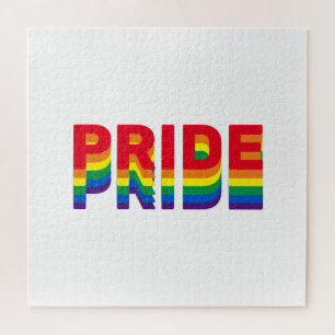 Pride lgbt lgbtq queer gay rainbow retro colors jigsaw puzzle