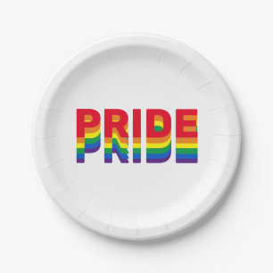 Pride lgbt lgbtq queer gay rainbow retro colors paper plates