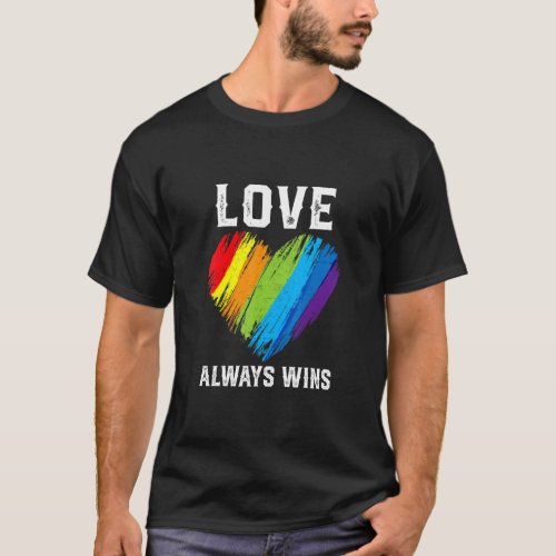 Pride Lgbt Month Cute Rainbow Heart Love Wins  T_Shirt