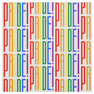 Pride! LGBT Rainbow Flag Colors Typography Logo Fabric