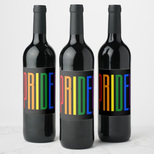 Pride LGBT Rainbow Flag Colors Typography Logo Wine Label