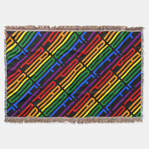 Pride! LGBT Rainbow Flag Colors Typography Pattern Throw Blanket